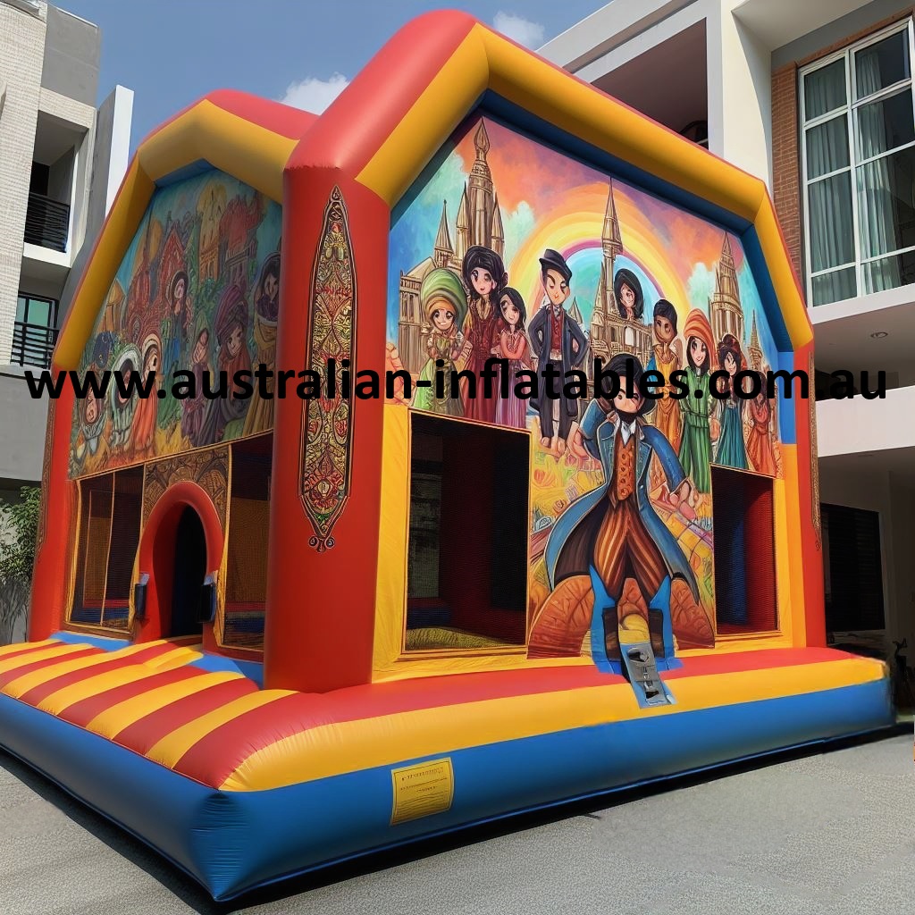 Wacky Arched Bounce Castle With art panel wm | Australian Inflatables