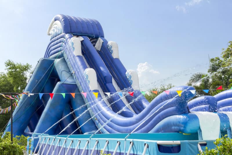 inflatable slide bounce or water sliders at water park | Australian Inflatables