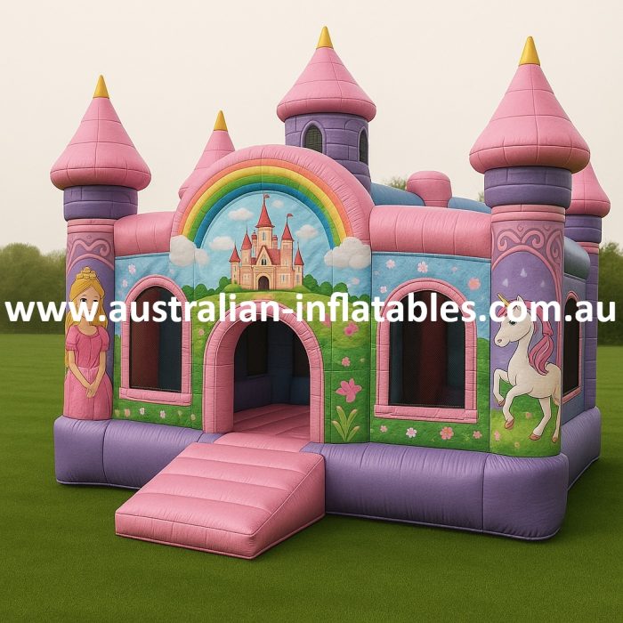 princess and the unicorn jumping castle combo | Australian Inflatables